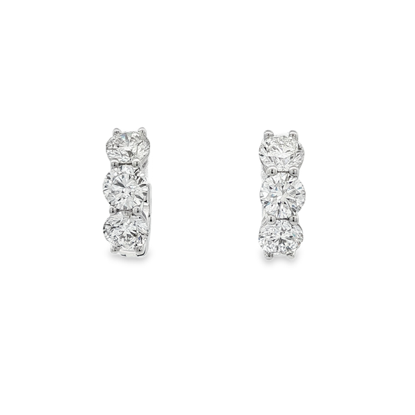 14K White Gold 3.05ctw Lab-Grown Round Diamond Hoop Earrings Jo & Co. Jewelers Hardy, VA