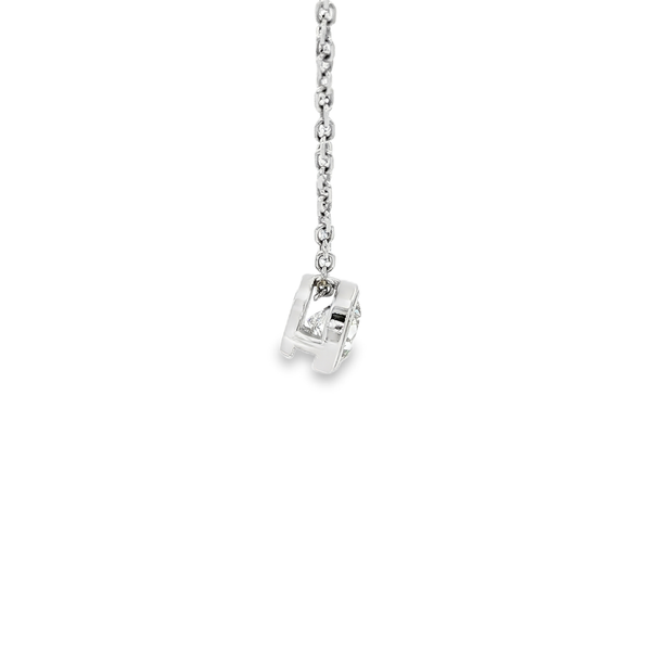 14K White Gold .90ct Round Bezel-Set Diamond Solitaire Pendant Necklace Image 2 Jo & Co. Jewelers Hardy, VA