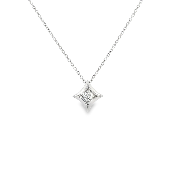14K White Gold 1/4 Ct Bezel-Set Princess Cut Diamond Pendant Necklace Jo & Co. Jewelers Hardy, VA
