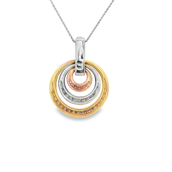 14K Tri-Tone Round Diamond Triple Tapered Circle Pendant Image 3 Jo & Co. Jewelers Hardy, VA