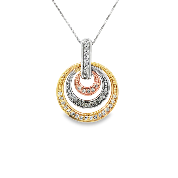 14K Tri-Tone Round Diamond Triple Tapered Circle Pendant Jo & Co. Jewelers Hardy, VA