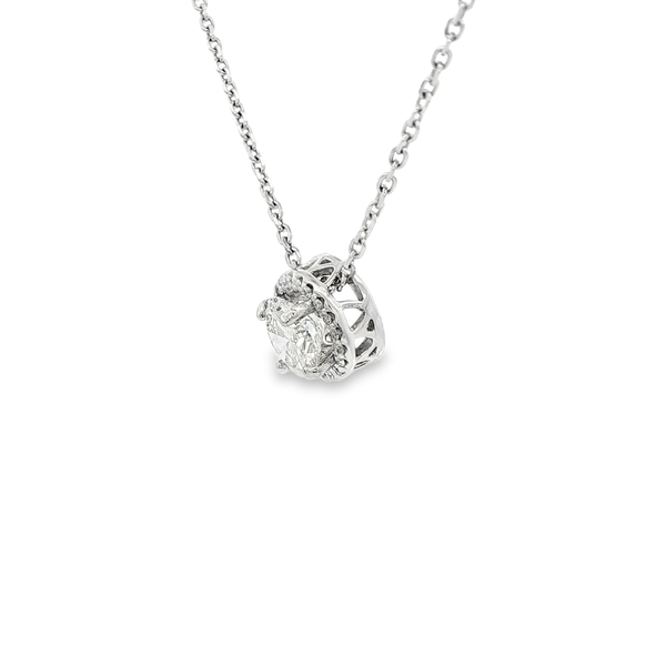 14K White Gold 1.09ctw Round Diamond Halo Pendant Necklace Image 4 Jo & Co. Jewelers Hardy, VA