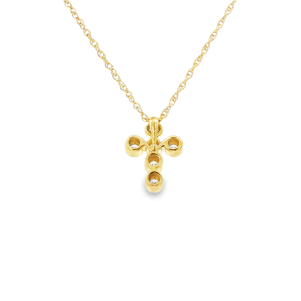 14K Yellow Gold .26ctw Bezel-Set Round Diamond Milgrain Circle Cross Pendant Image 3 Jo & Co. Jewelers Hardy, VA