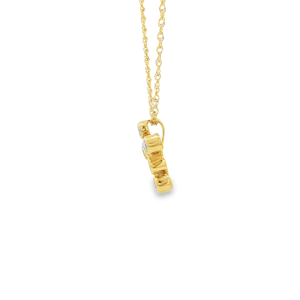 14K Yellow Gold .26ctw Bezel-Set Round Diamond Milgrain Circle Cross Pendant Image 4 Jo & Co. Jewelers Hardy, VA