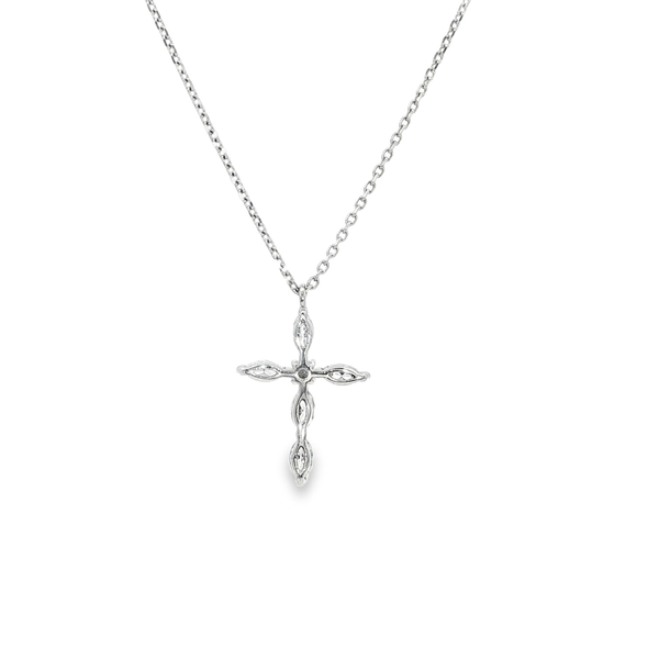 18K White Gold Diamond Cross Pendant Necklace Image 3 Jo & Co. Jewelers Hardy, VA