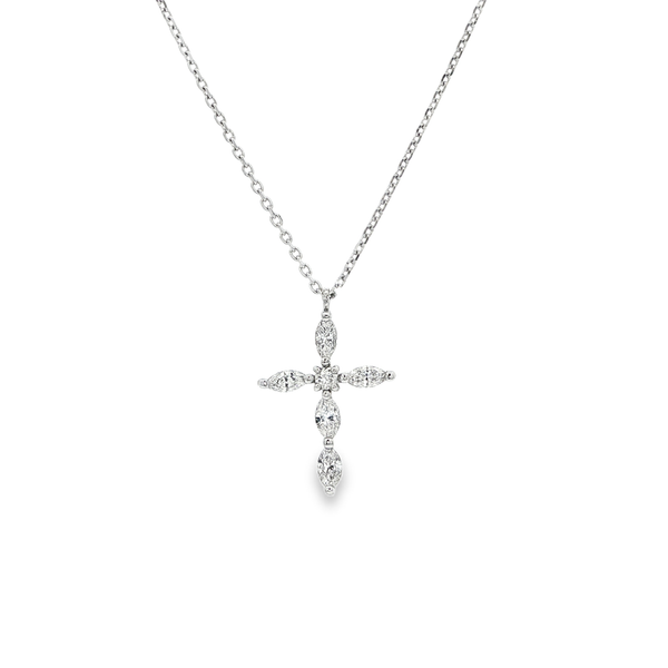 18K White Gold Diamond Cross Pendant Necklace Jo & Co. Jewelers Hardy, VA