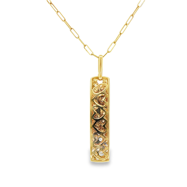 14K Yellow Gold .50ctw Diamond Satin Tag Pendant Necklace 18