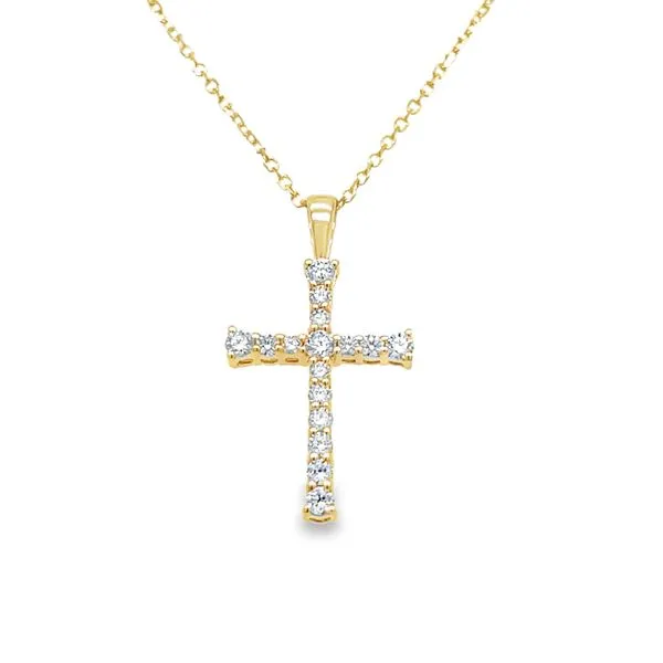 14K Yellow Gold Round Graduated Diamond Cross Pendant Jo & Co. Jewelers Hardy, VA
