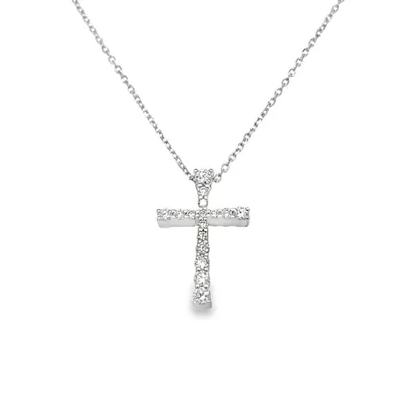14K White Gold Graduated Diamond Cross Pendant Jo & Co. Jewelers Hardy, VA