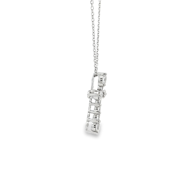 14K White Gold .50 TW Graduated Diamond Cross Pendant Necklace Image 2 Jo & Co. Jewelers Hardy, VA