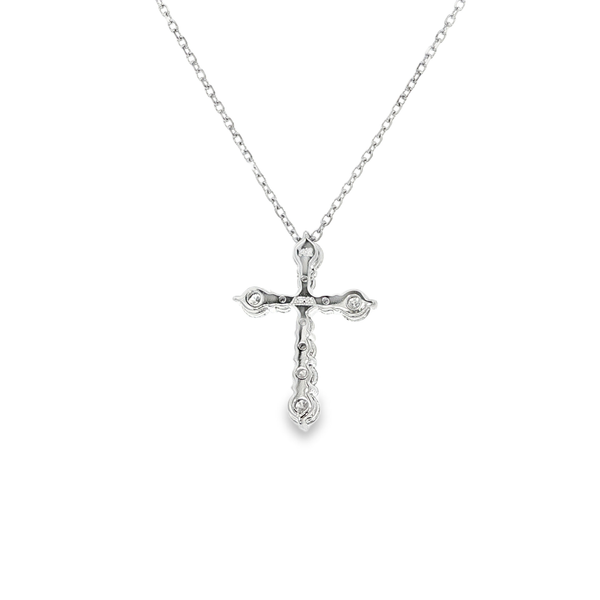 14K White Gold .50 TW Graduated Diamond Cross Pendant Necklace Image 3 Jo & Co. Jewelers Hardy, VA