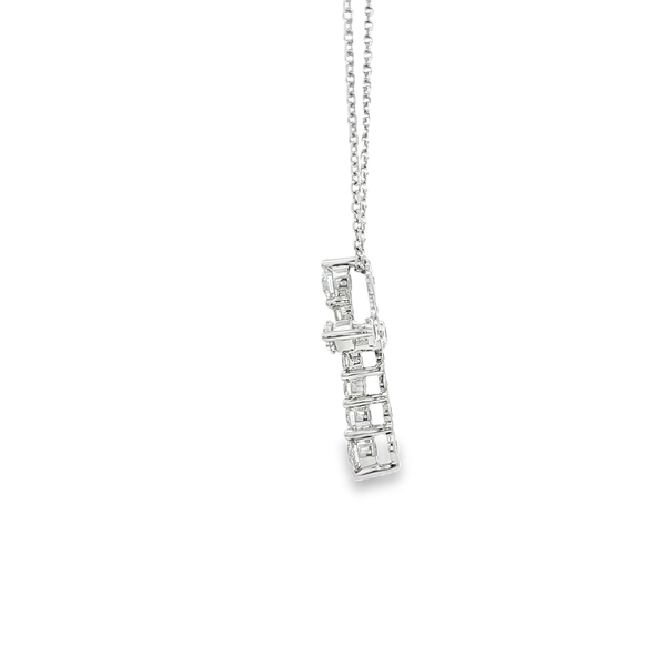 14K White Gold .50 TW Graduated Diamond Cross Pendant Necklace Image 4 Jo & Co. Jewelers Hardy, VA