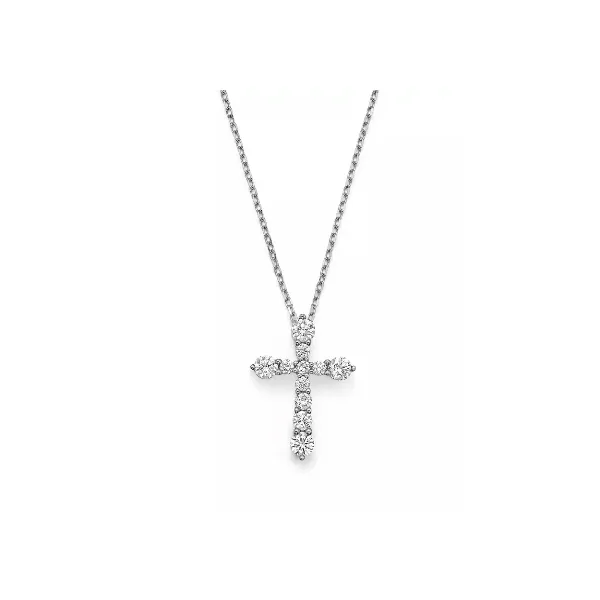 14K White Gold Round Graduated Diamond Cross Pendant Jo & Co. Jewelers Hardy, VA