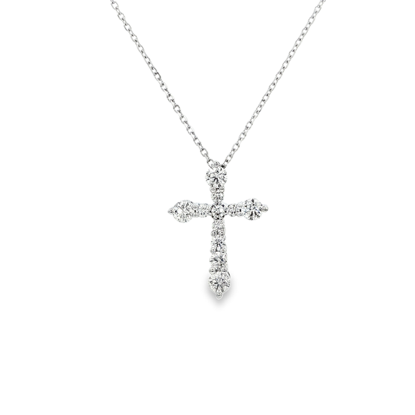 14K White Gold .50 TW Graduated Diamond Cross Pendant Necklace Jo & Co. Jewelers Hardy, VA