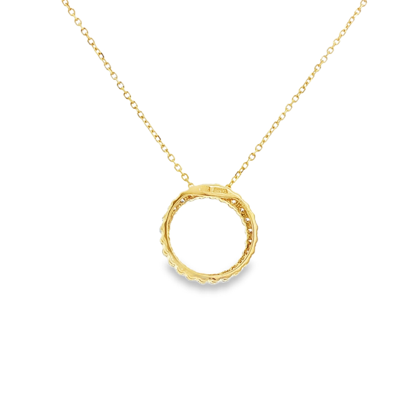 14K Yellow Gold .33ctw Round Diamond Open Circle Pendant Necklace Image 3 Jo & Co. Jewelers Hardy, VA