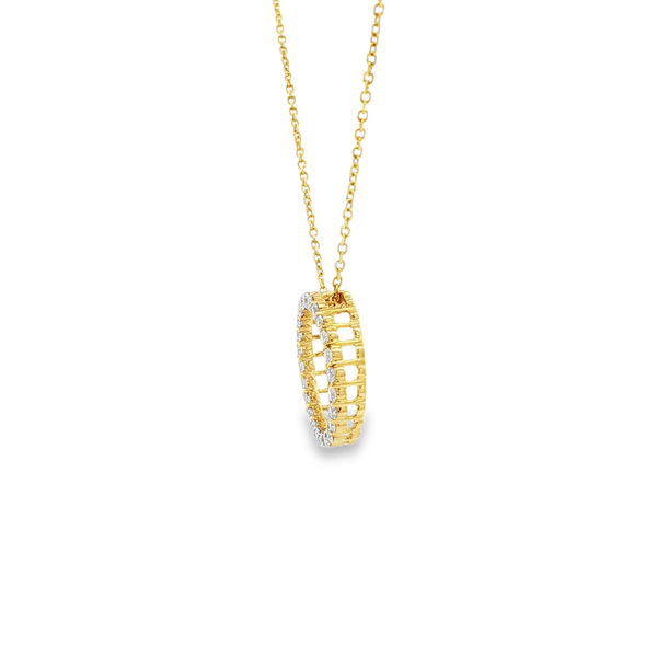 14K Yellow Gold .33ctw Round Diamond Open Circle Pendant Necklace Image 4 Jo & Co. Jewelers Hardy, VA