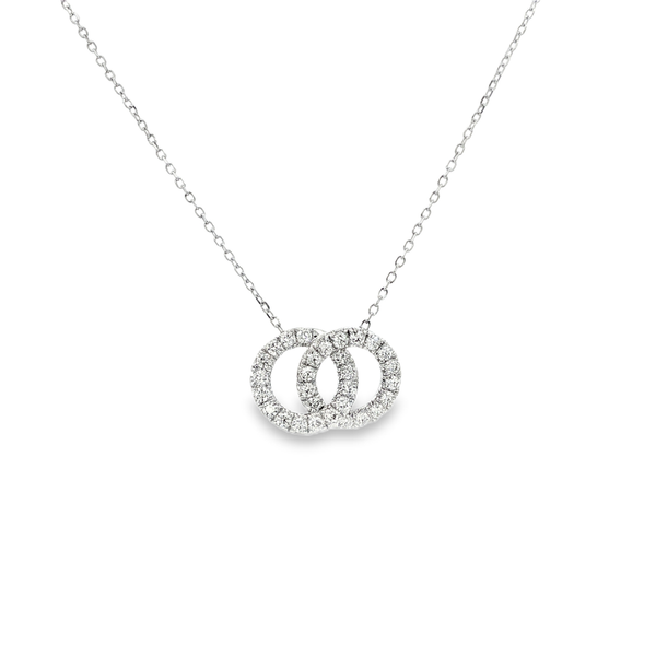 14K White Gold .40ctw Round Diamond Interlocked Circles Pendant Necklace Jo & Co. Jewelers Hardy, VA