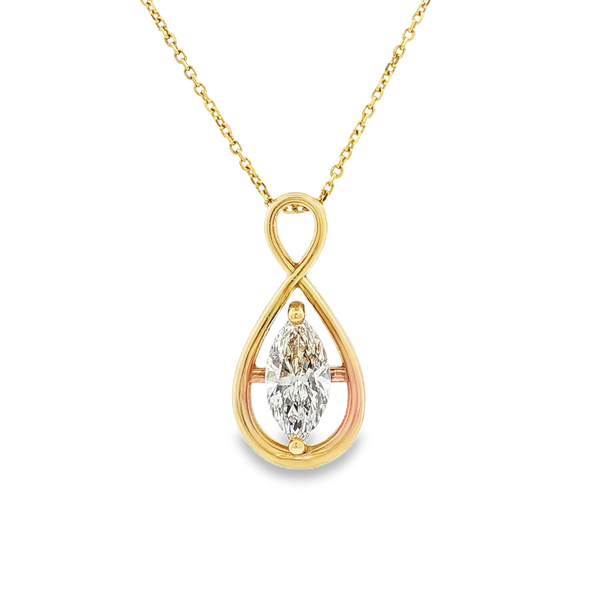 18K Yellow Gold Marquise Diamond Infinity Pendant Necklace 1.58ct Jo & Co. Jewelers Hardy, VA