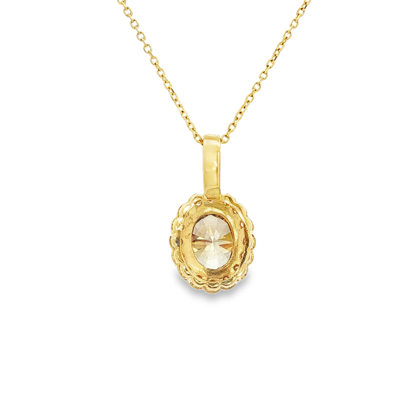 14K Yellow Gold Oval Chocolate Diamond Halo Pendant Necklace 1.56ct Image 3 Jo & Co. Jewelers Hardy, VA