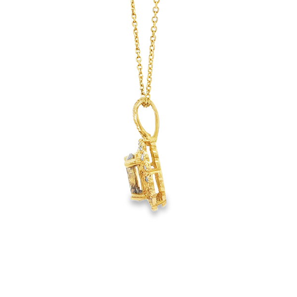 14K Yellow Gold Oval Chocolate Diamond Halo Pendant Necklace 1.56ct Image 4 Jo & Co. Jewelers Hardy, VA