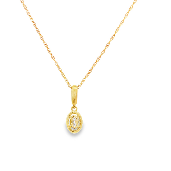 14K Yellow Gold Oval & Round Diamond .56tw Halo Pendant Necklace Image 3 Jo & Co. Jewelers Hardy, VA