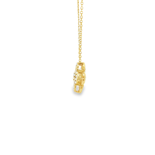 14K Yellow Gold .72ctw Round Diamond Clover Pendant Necklace (18