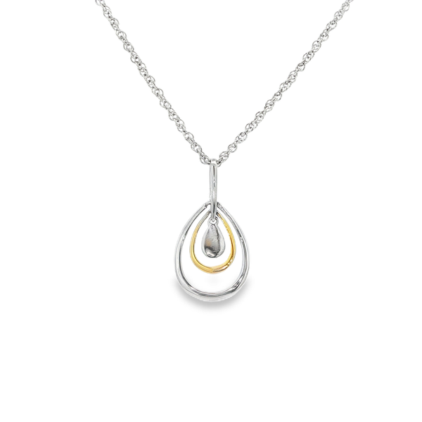 14K White & Yellow Gold .04ctw Round Diamond Multi-Teardrop Pendant Necklace Image 3 Jo & Co. Jewelers Hardy, VA