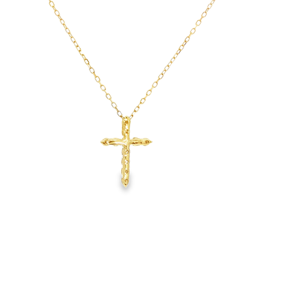 18K Yellow Gold Diamond Cross Pendant Necklace Image 3 Jo & Co. Jewelers Hardy, VA