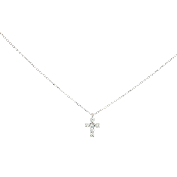 18K White Gold .10ctw Round Diamond Cross Pendant Necklace Jo & Co. Jewelers Hardy, VA
