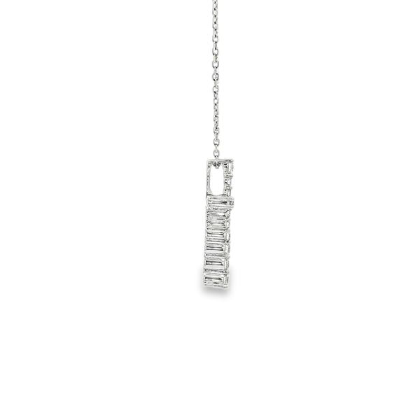 14K White Gold Graduated Diamond Cross Pendant Necklace Image 2 Jo & Co. Jewelers Hardy, VA