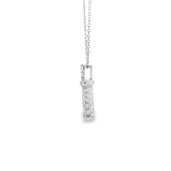14K White Gold Graduated Diamond Cross Pendant Necklace Image 4 Jo & Co. Jewelers Hardy, VA