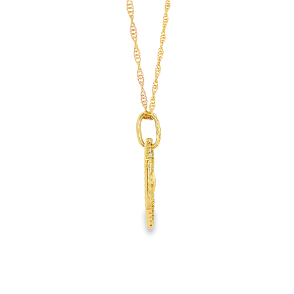 14K Yellow Gold Diamond Octagonal Sunray Drop Pendant Necklace Image 2 Jo & Co. Jewelers Hardy, VA