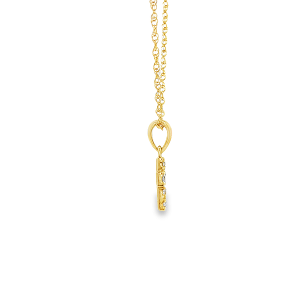 14K Yellow Gold .18 TW Round Diamond Squared Cross Pendant Necklace Image 2 Jo & Co. Jewelers Hardy, VA