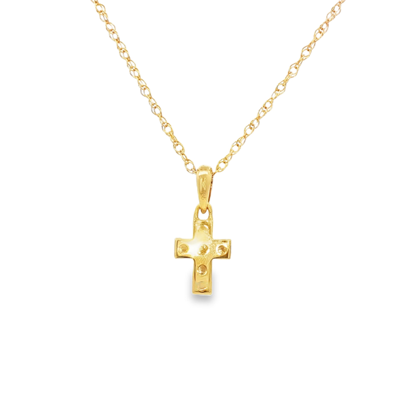 14K Yellow Gold .18 TW Round Diamond Squared Cross Pendant Necklace Image 3 Jo & Co. Jewelers Hardy, VA