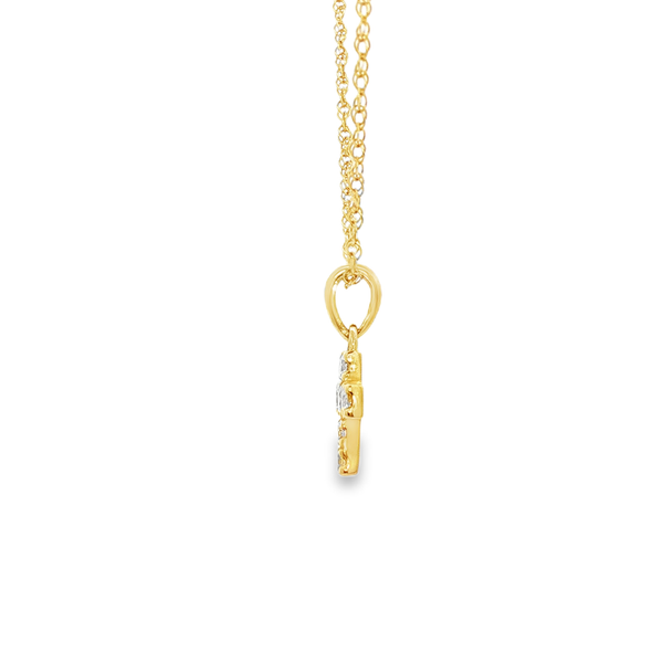 14K Yellow Gold .18 TW Round Diamond Squared Cross Pendant Necklace Image 4 Jo & Co. Jewelers Hardy, VA