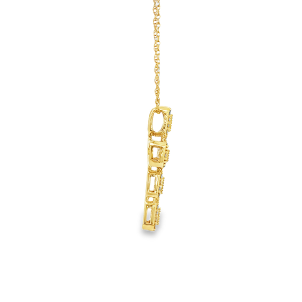10K Yellow Gold .37ctw Round & Baguette Diamond Cross Pendant Necklace Image 2 Jo & Co. Jewelers Hardy, VA