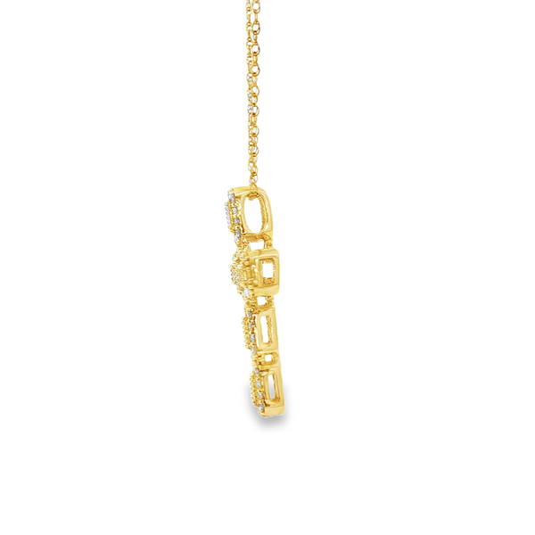 10K Yellow Gold .37ctw Round & Baguette Diamond Cross Pendant Necklace Image 4 Jo & Co. Jewelers Hardy, VA