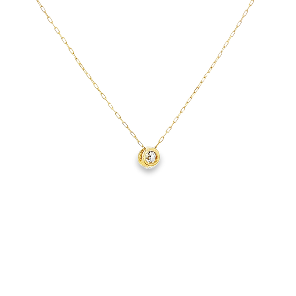 18K Yellow Gold .10ct Round Diamond Bezel-Set Solitaire Pendant Image 3 Jo & Co. Jewelers Hardy, VA