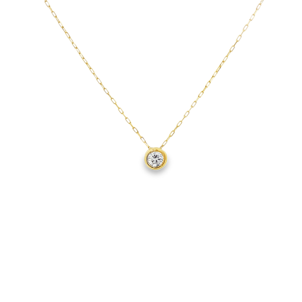 18K Yellow Gold .10ct Round Diamond Bezel-Set Solitaire Pendant Jo & Co. Jewelers Hardy, VA