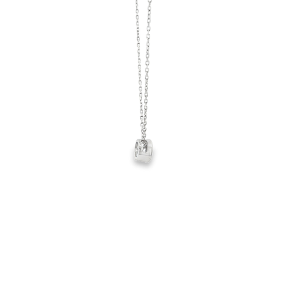 18K White Gold .19ct Round Diamond Bezel-Set Solitaire Pendant Image 2 Jo & Co. Jewelers Hardy, VA