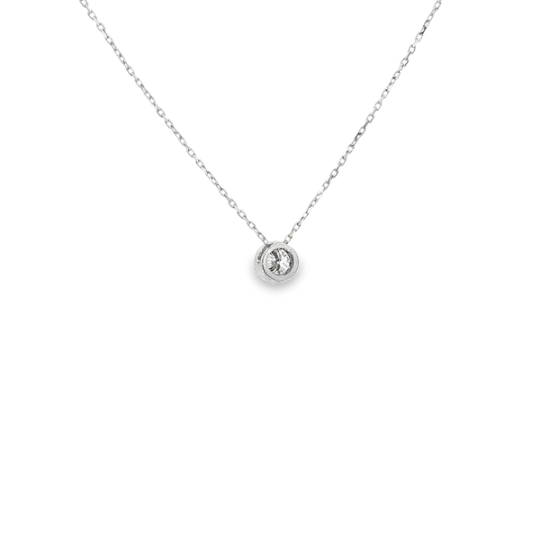 18K White Gold .19ct Round Diamond Bezel-Set Solitaire Pendant Image 3 Jo & Co. Jewelers Hardy, VA