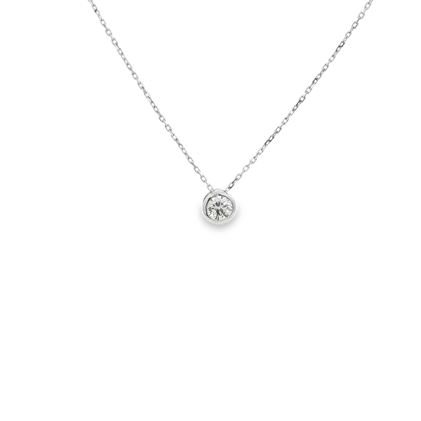 18K White Gold .19ct Round Diamond Bezel-Set Solitaire Pendant Jo & Co. Jewelers Hardy, VA