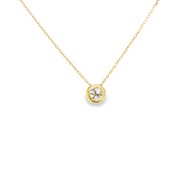 18K Yellow Gold .30ct Round Diamond Bezel-Set Solitaire Pendant Image 3 Jo & Co. Jewelers Hardy, VA