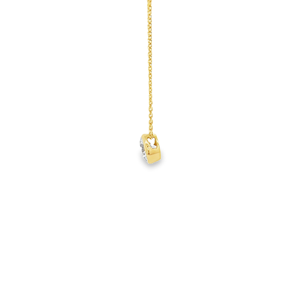 18K Yellow Gold .30ct Round Diamond Bezel-Set Solitaire Pendant Image 4 Jo & Co. Jewelers Hardy, VA