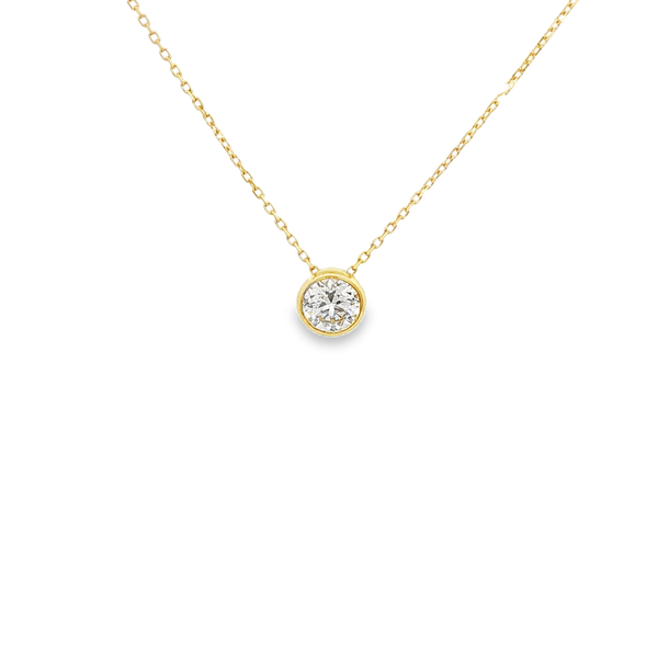 18K Yellow Gold .30ct Round Diamond Bezel-Set Solitaire Pendant Jo & Co. Jewelers Hardy, VA