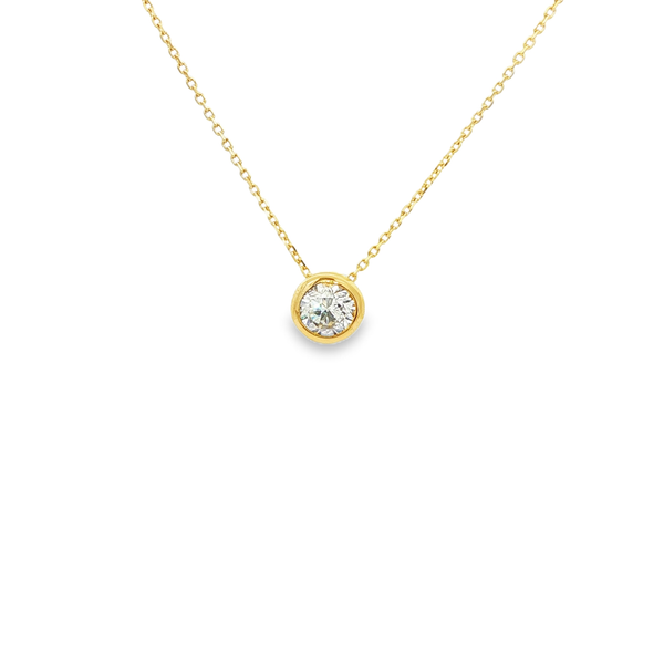 18K Yellow Gold .50ct Round Diamond Bezel-Set Solitaire Pendant Jo & Co. Jewelers Hardy, VA