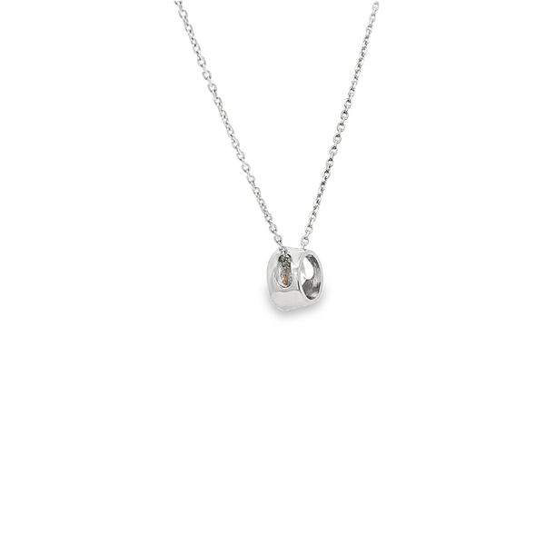 18K White Gold .78ct Round Diamond Bezel-Set Solitaire Pendant Image 4 Jo & Co. Jewelers Hardy, VA