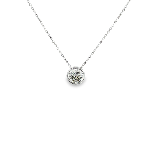 18K White Gold .78ct Round Diamond Bezel-Set Solitaire Pendant Jo & Co. Jewelers Hardy, VA