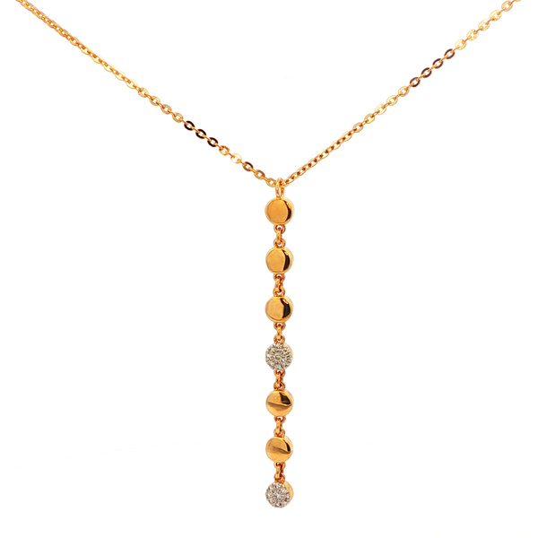 14K Yellow & White Gold Diamond Button Drop Pendant Necklace Image 3 Jo & Co. Jewelers Hardy, VA