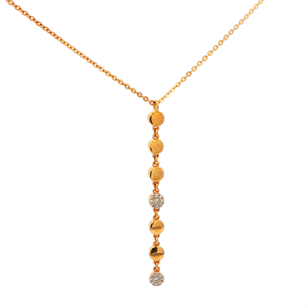 14K Yellow & White Gold Diamond Button Drop Pendant Necklace Jo & Co. Jewelers Hardy, VA